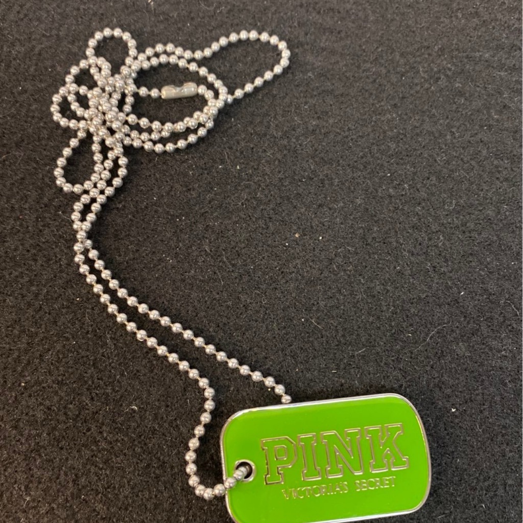 Pink Victorias Secret Lime Green Dog Tag Necklace Pink Victorias Secret Lime Green Dog Tag Necklace